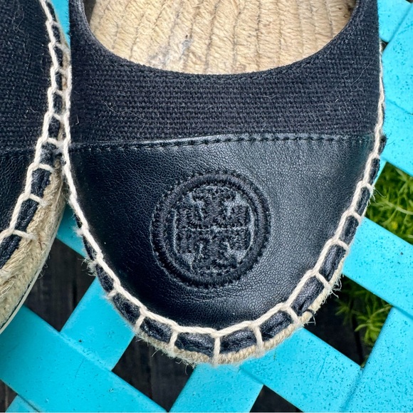 Tory Burch Color-Block Espadrille Wedge Perfect Black Size 8 - Picture 5 of 13